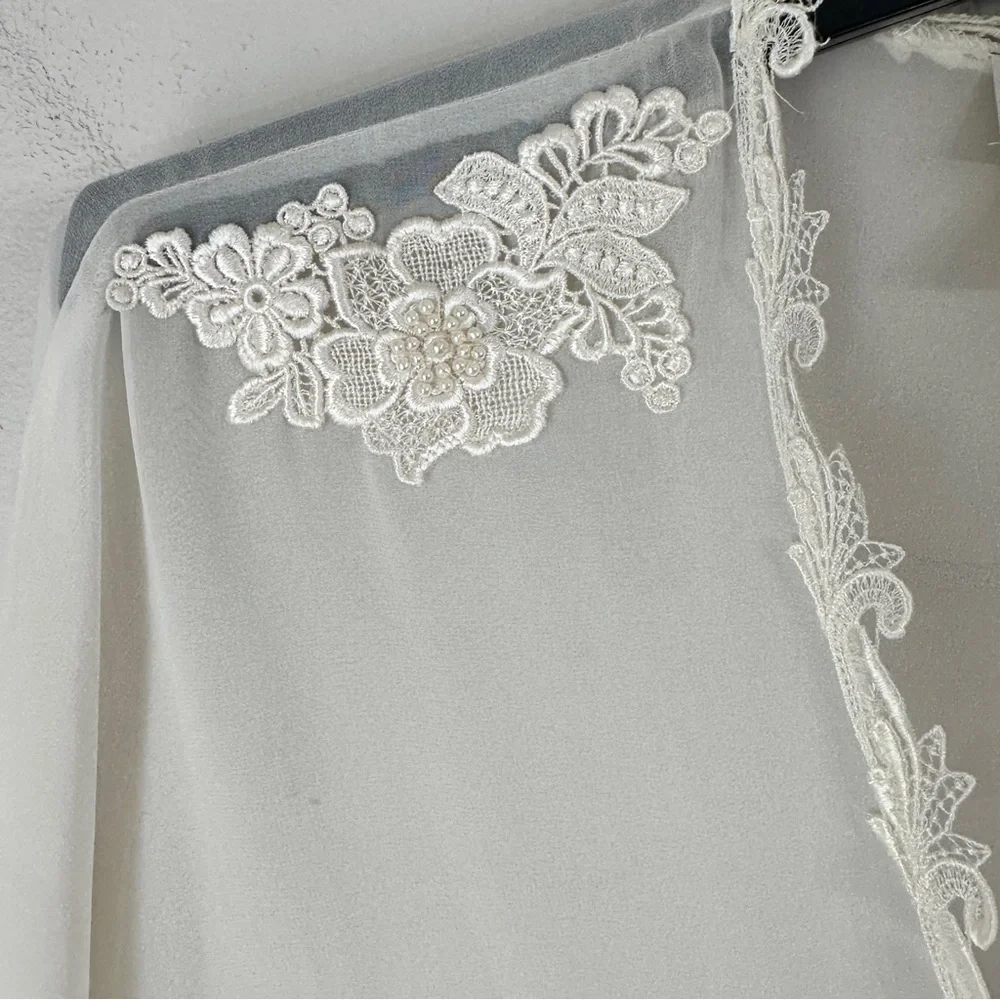 Victoria's Secret Vintage Gold Label Ivory Sheer Lace Lingerie Robe Medium
